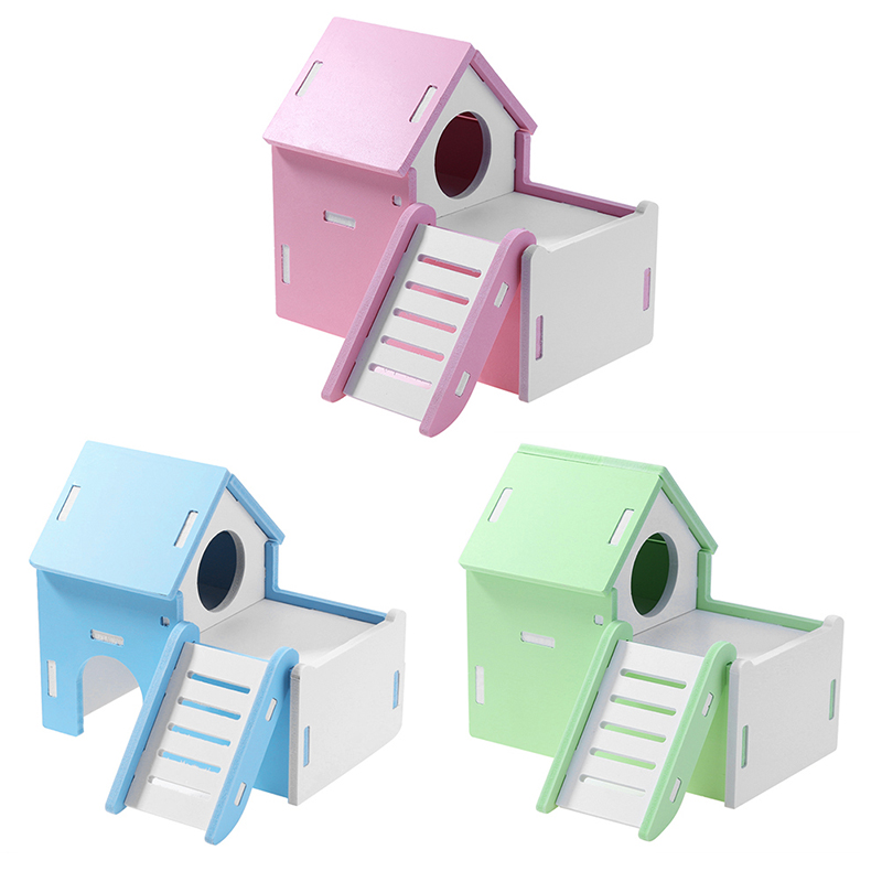 1 Pcs Luxe Hamster Huis Swing Speelgoed Glijbaan Hamsters Nest Loft Bed Kooi Nest Huisdier Egel Kasteel Klim Speelgoed Kleine huisdier Huis