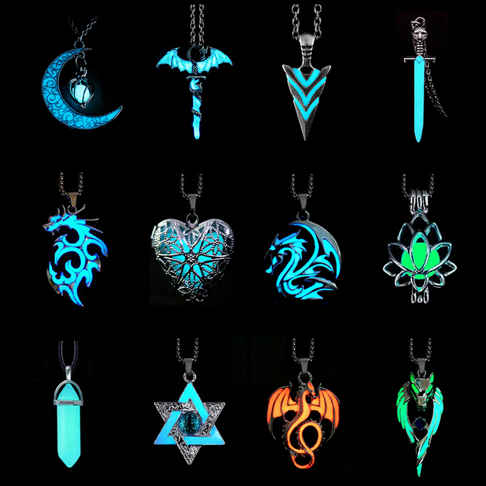 Luminous Dragon Necklace Glowing Night Fluorescence Antique Vintage Glow In The Dark for Men Women Party Halloween Day Club