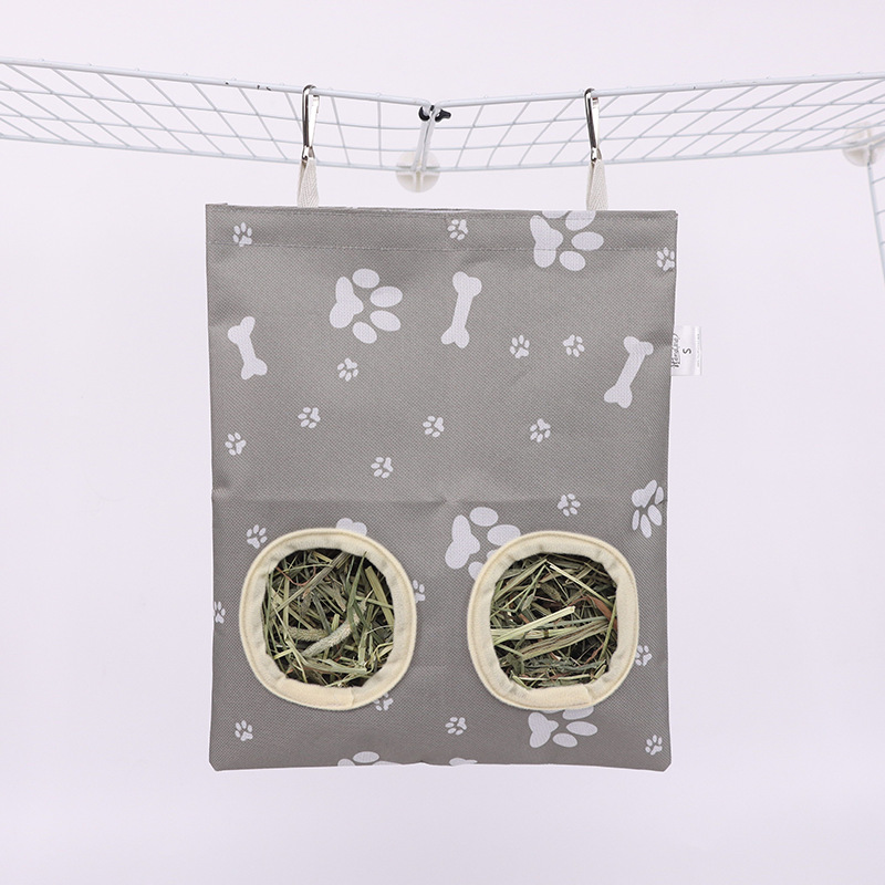 2/3 Gaten Opknoping Hooizak voor Bunny Cavia Kleine Dieren Feeder Konijn Voedsel Dispensers Tas Huisdier Voeden Tas Rack Kooi Gereedschap: Army Green