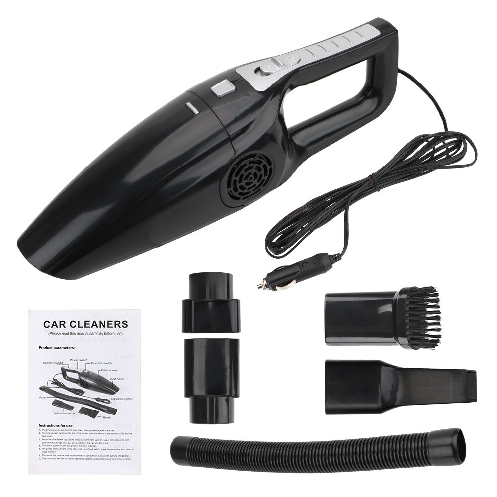 Mini aspiradoras de mano para coche, 12V, 120W, Alta succión, en húmedo y seco, de doble uso, accesorios portátiles para coche: Black