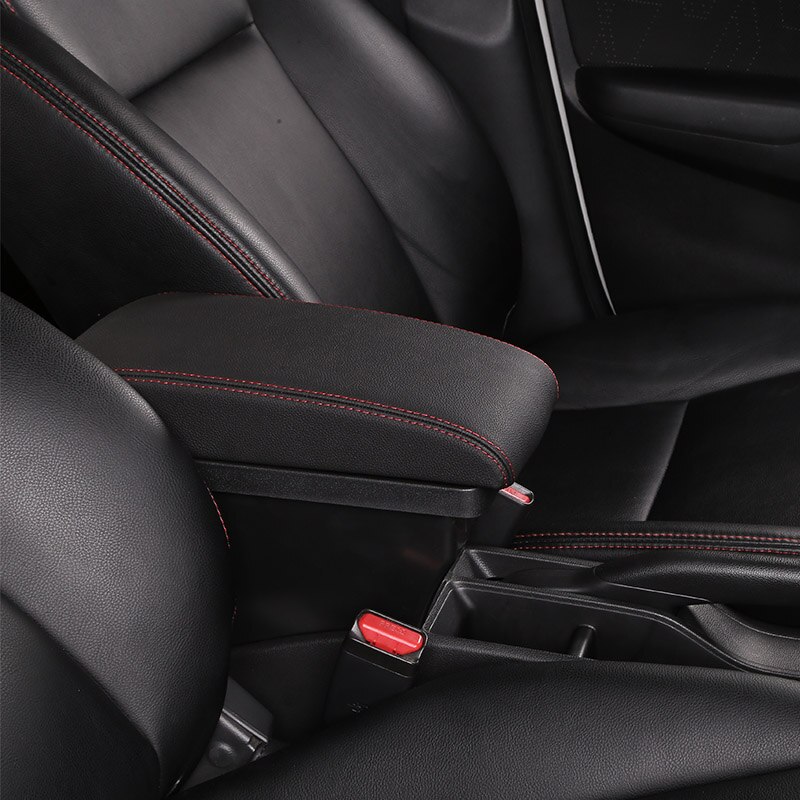 Armrest For MG ZS Arm Rest Rotatable box central Store content box with cup holder ashtray car-styling accessory: Black Red