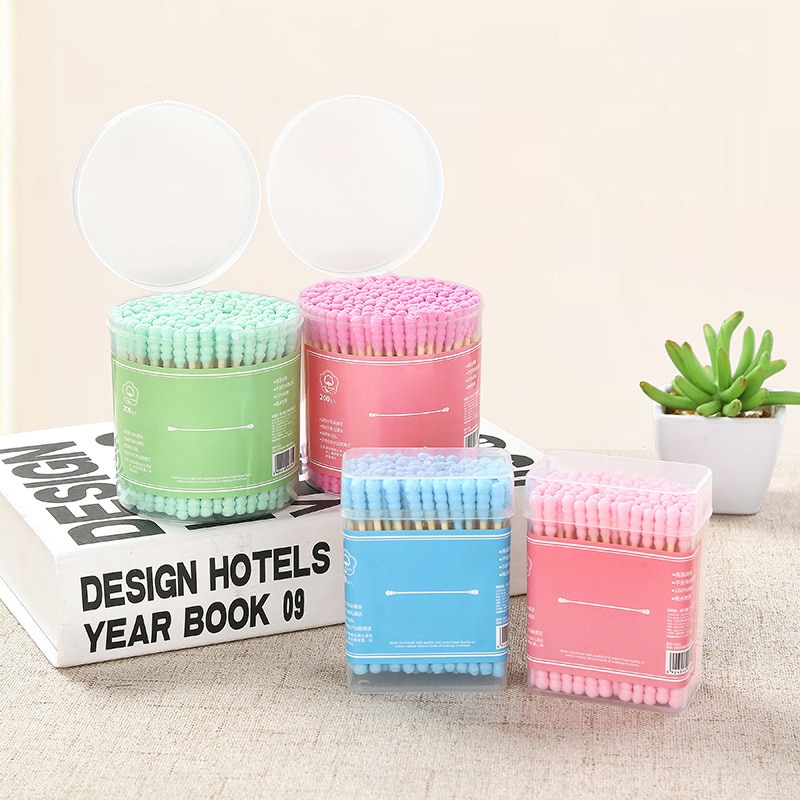 200Pcs Cotton Swab Ear Cleaning Cosmetic Cotton Buds Swabs Double-headed Cotton Swabs Ear Stick Cleaning Tools