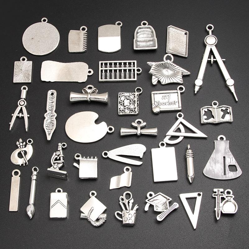 20Pcs Mix Zilver Kleur Boek Bachelor Cup Pen Charms Verf Board Hanger Maken Schoolbenodigdheden Sieraden Accessorie M164
