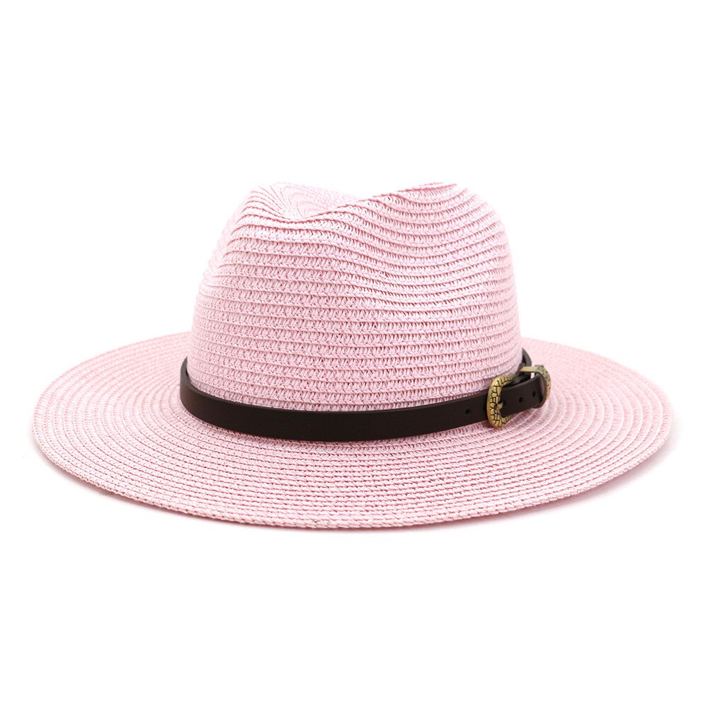 Chapeau large Vintage pour hommes et femmes, avec boucle de ceinture, chapeaux d'extérieur réglables, chapeau de paille respirant et léger pour femmes,: H