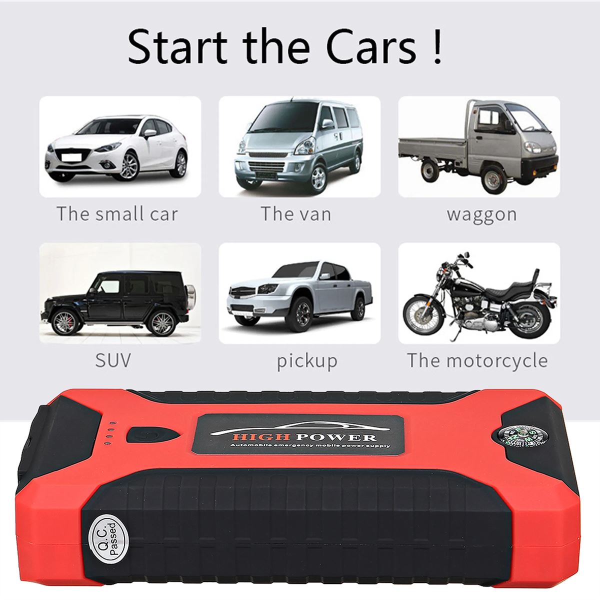 99800mA Car Jump Starter Power Bank Car Battery Booster Charger Starting Device Auto Emergency Start-Up Lighting 4USB EU Plug