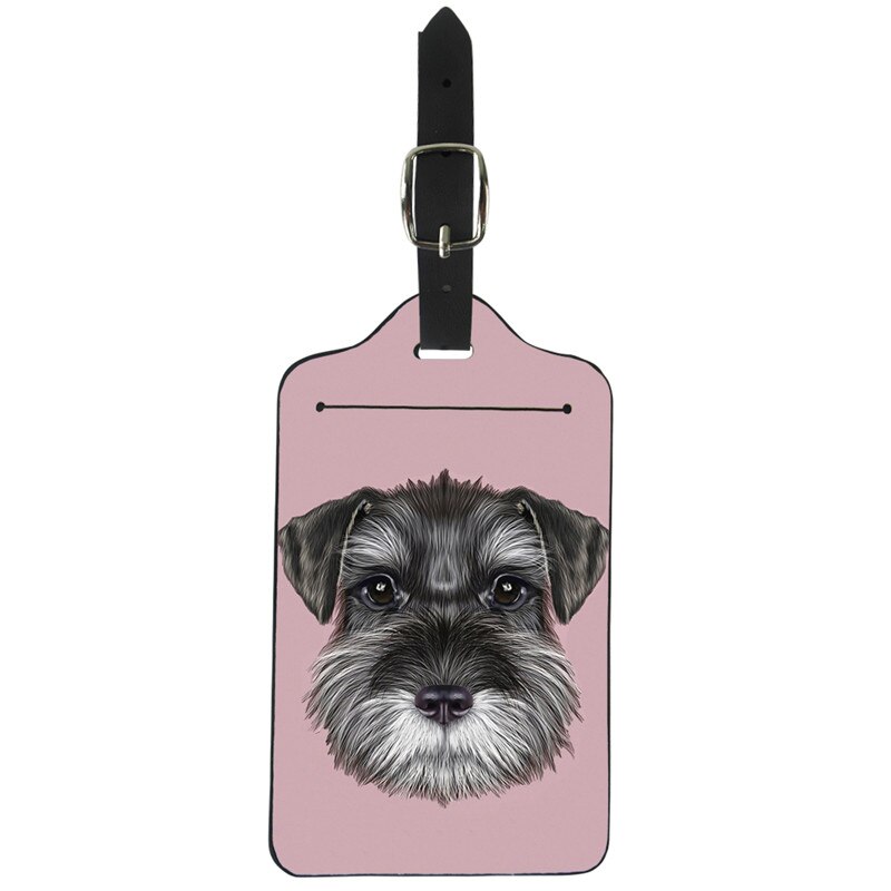 Forudesigns schnauzer hund trykt rejse bagage etiket stropper kuffert navn id adresse tags pu bagage tags rejsetilbehør: Z2805 z 24