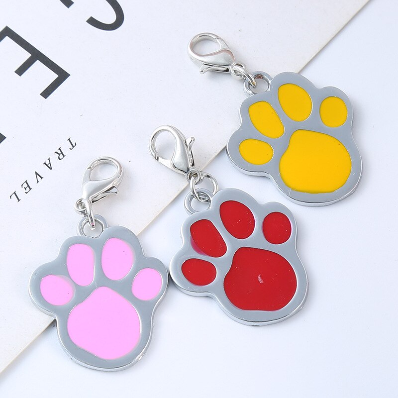 Hundemærker pet id navn hundehalsbånd tag vedhæng pote knogle glitter vedhæng kæledyr tilbehør
