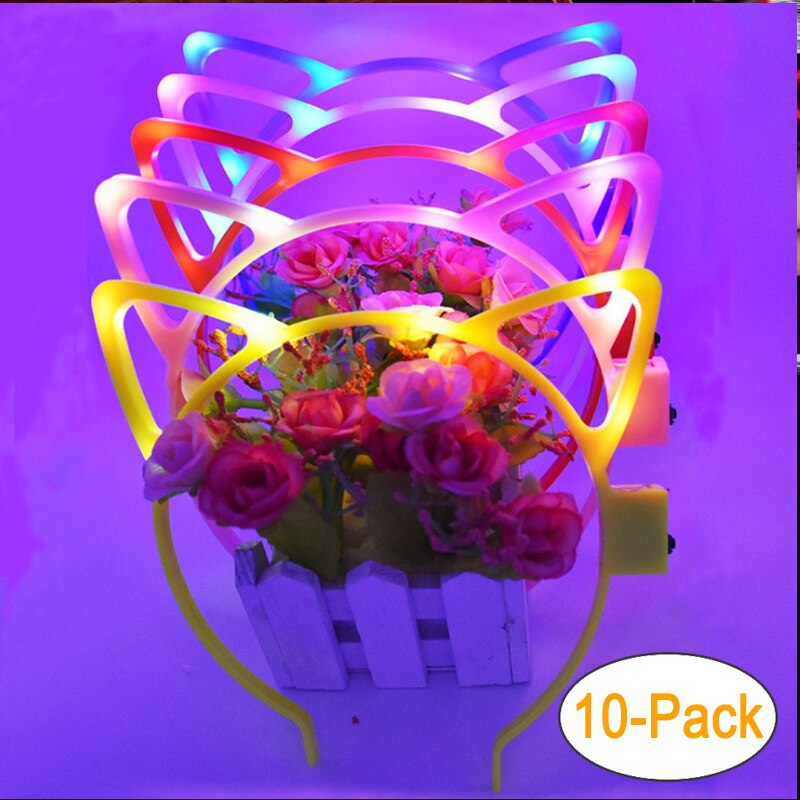 10Pack Christmas LED Light Up Slap Bracelet Brooch Glasses Plush Headband Antler Halloween Christmas Party Decorations