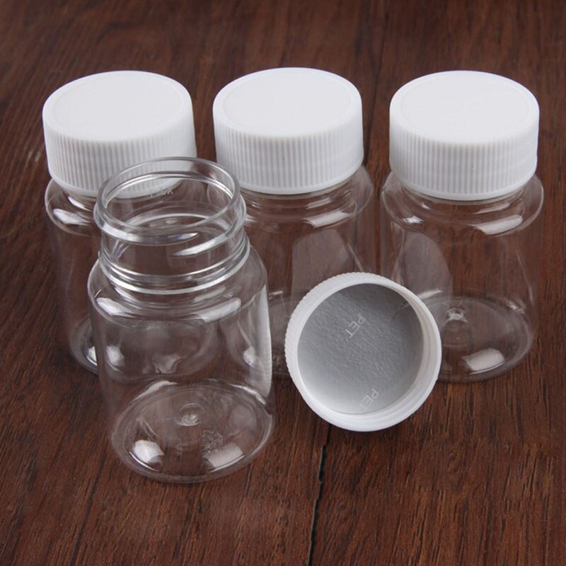 Botellas de plástico PET vacías de 15ml/20ml/30ml/100ml, botellas de sellado sólidas, frasco de medicina en polvo, envase de frasco de embalaje de reactivo 50 Uds.