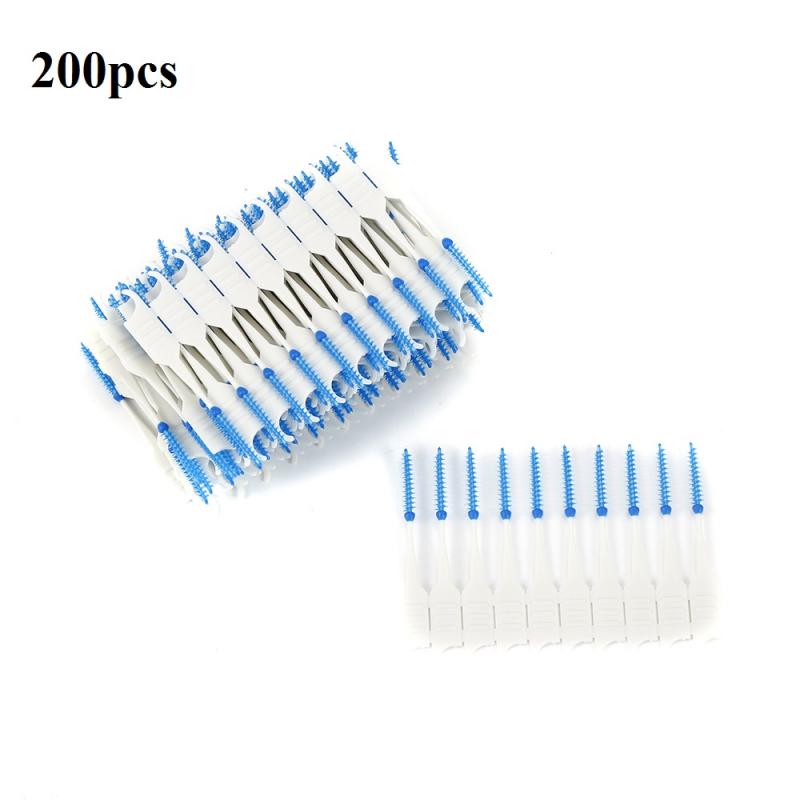 200/120/40pcs Dual Clean Dental Floss Head Hygiene Interdental Brush Toothpick Adults Interdental Brush Clean Oral Care: 01 200pcs