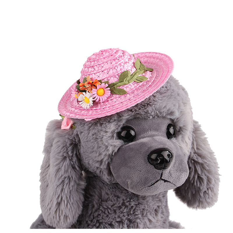 Hond Hoed Cap Zomer Bloemen Mode Hoed Voor Honden Casual Stro Cap Voor Kleine Honden Katten Hoed Chihuahua Yorkshire teddy 4 Kleuren