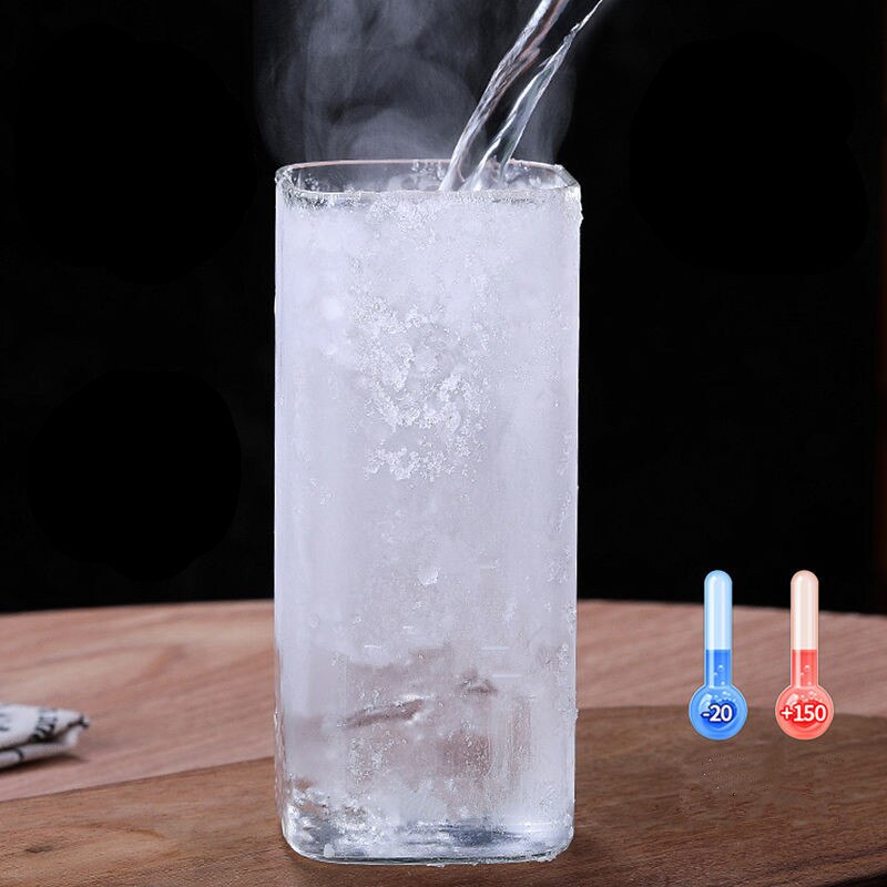 1/2/4Pcs Transparent Temperature Resistant Square Glass Tea Milk Cup Water Milk Juice Simple Juice Cup Dessert Cup Durable