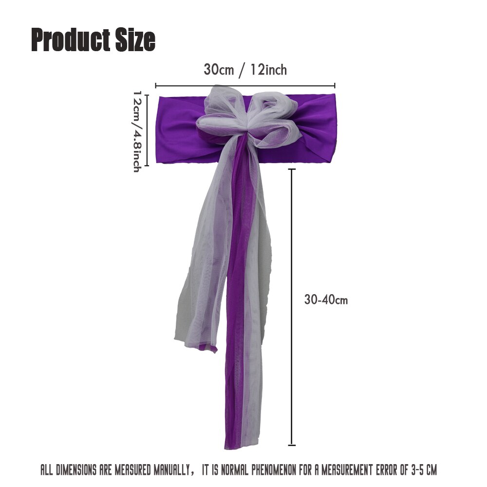 25 stks/partij Europa Bruiloft Decoratie Wit/Royal Blue Mousseline Stoel Sjerpen Stretch Lycra Stoel Band Voor Hotel Banket Party decor