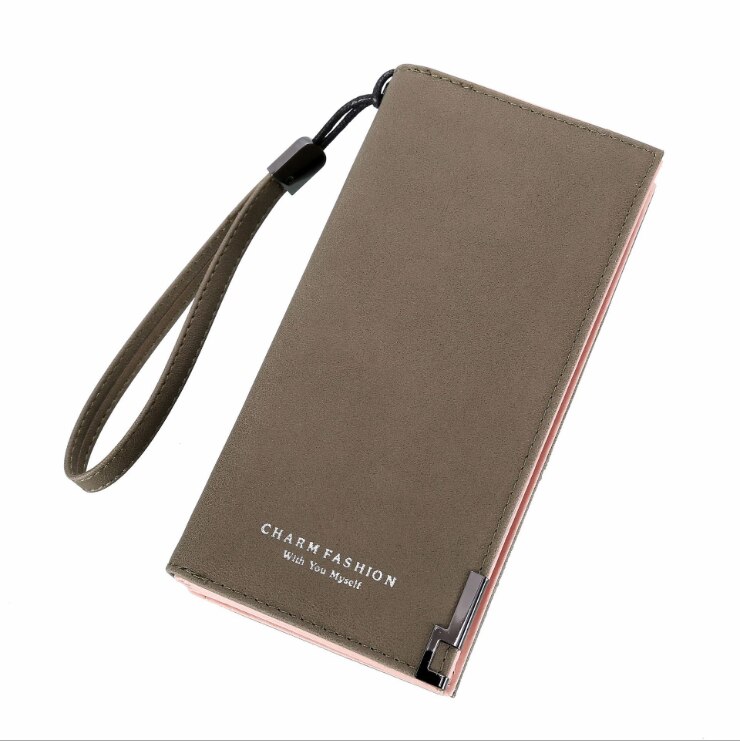 Verkoop merk portemonnee dames scrub leren dames handtassen dames clutch portemonnee lange dames portemonnee carteira feminina: Groente