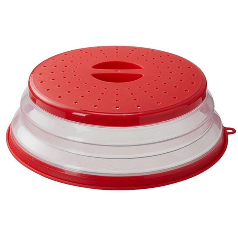 Vented Inklapbare Magnetron Deksel Ploetert Proof Voedsel Plaat Cover Grip Handvat Vapor Gaten Vaatwasmachinebestendig Bpa-vrij: Red