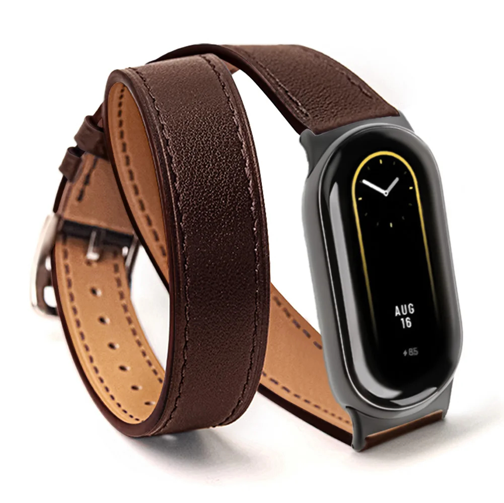 For Mi Band 8 Strap Leather band For Xiaomi Mi Band 9 Wrist Strap Correa Watch Replacement Miband 8 NFC Sports Bracelet Pulseira: White Black