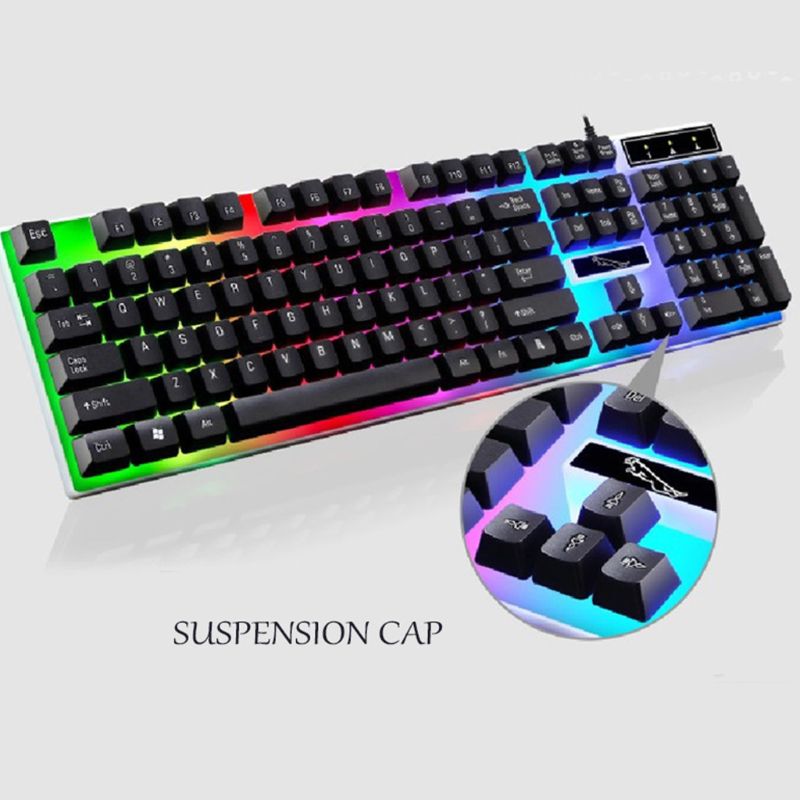Kit de teclado y ratón con luz de carga USB, equipo de juego LED arcoíris para PS4 One