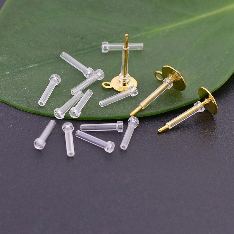 20pcs/lot Prevent Allergy Ear Cannula Resin Transparent Earring Sleeve For Jewelry Making DIY Earring Accessories