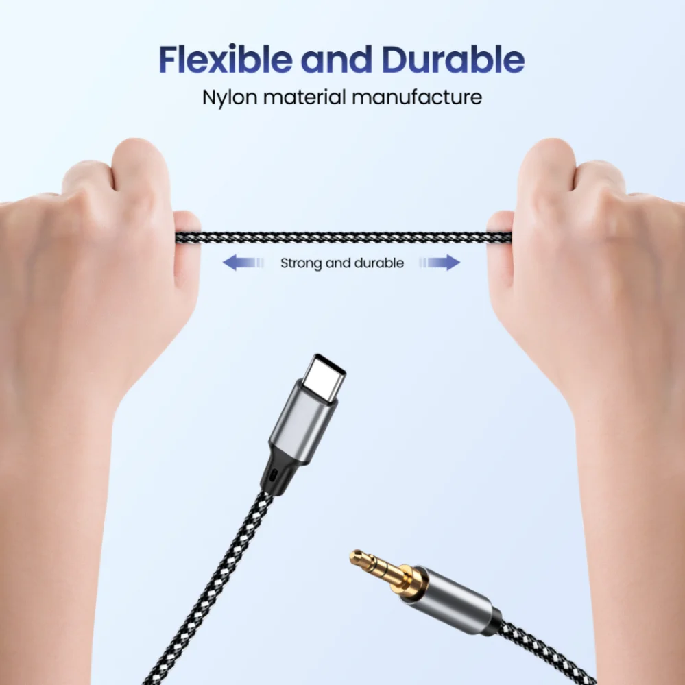 1m 1,5 m 2m USB tipo C a conector auxiliar de 3,5 Mm adaptador de Audio DAC USB-C para auriculares de teléfono conector de Audio de sonido estéreo HIFI para coche