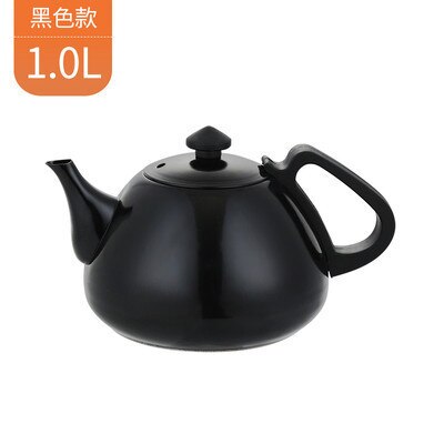 Zwart rvs handgemaakte Kungfu theepot vlakke bodem solenoid oven speciale water ketel thee pot fluitketel theewaar 1L: 1