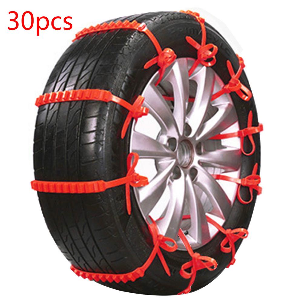 Pneu de carro corrente de neve de inverno, material de náilon para reduz a carga do pneu, corrente de tração para pneus com baixa fricção, 10/peças: 30pcs