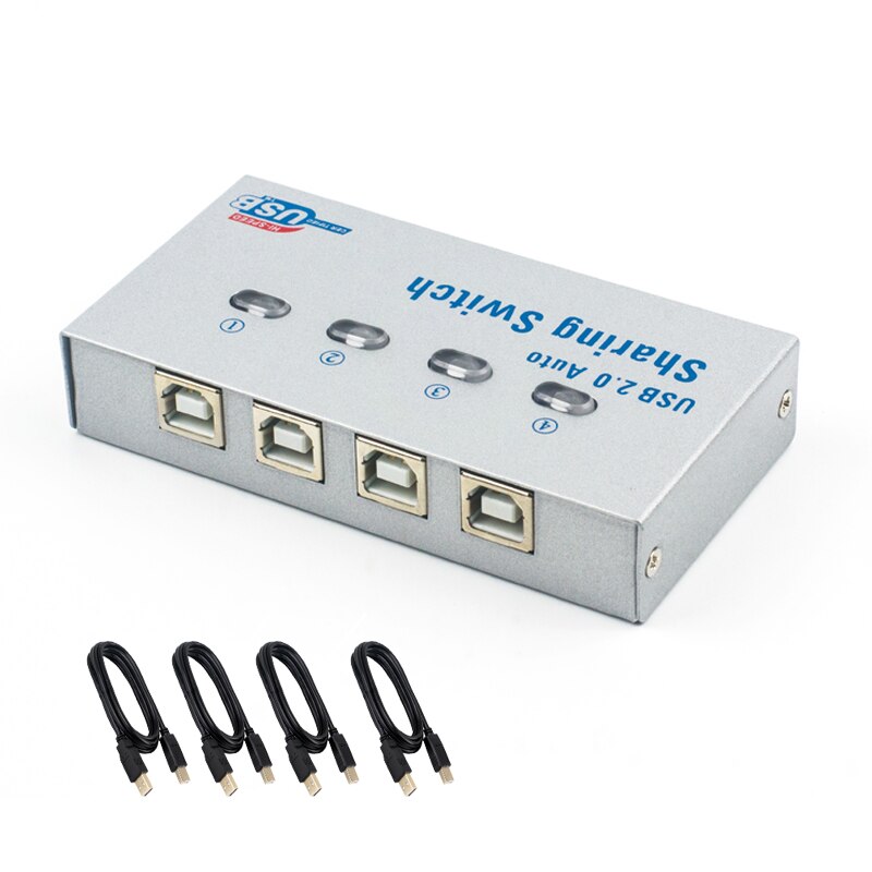 4 Ports USB Switch Four Input One Output USB2.0 Converter For Mouse Keyboard Printer Share USB Device: Grey