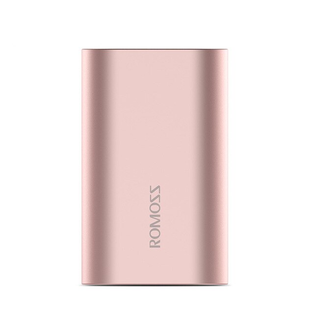 ROMOSS ACE10 10000mAh mini banco de energía de aleación de aluminio, paquete de batería externa con 2 puertos de entrada y salida USB Dual de 5V/2.1A: Gold