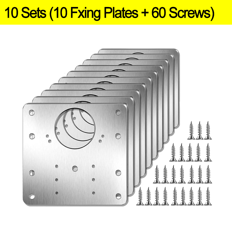 Kit de plaques de réparation de charnière d'armoire, 2/12 ensembles, plaque de montage de charnière de porte de placard de cuisine avec vis, supports de fixation plats pour meubles: TRANSPARENT