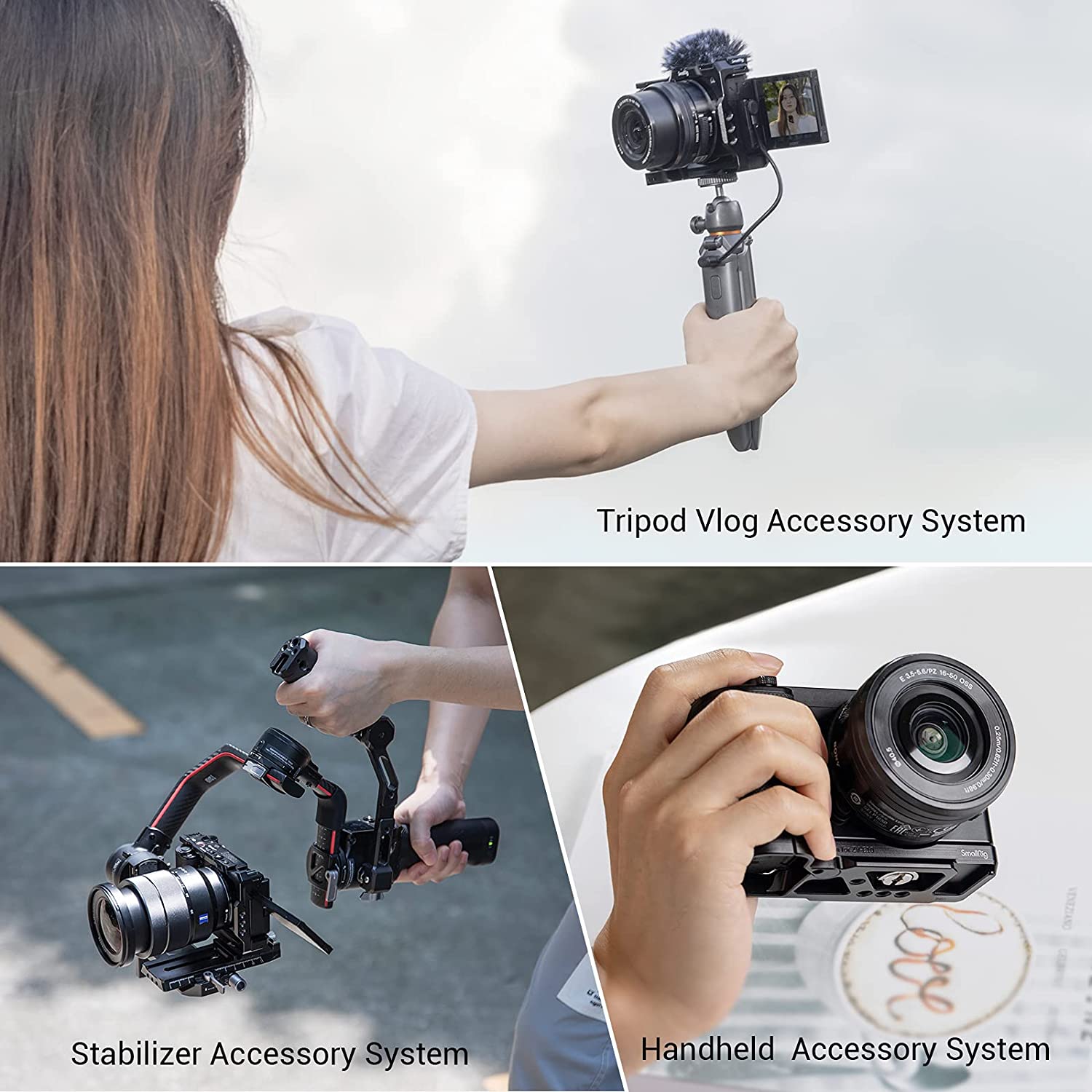 SmallRig-jaula de cámara Sony ZVE10 con mango de jaula de silicona, placa de liberación rápida Arca integrada, Kit de aparejo para Sony ZV-E10 3538