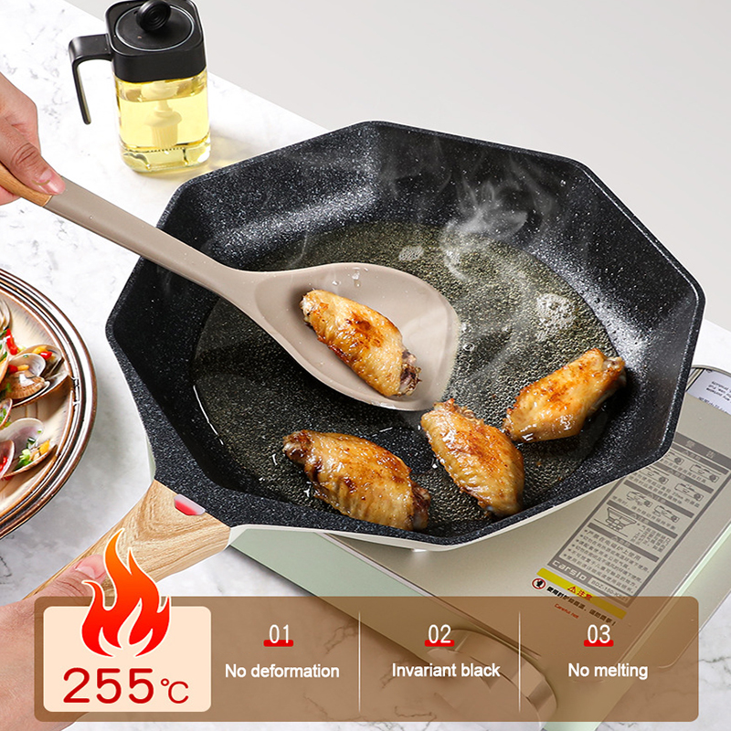 Silicone Kitchenware Cooking Utensils Non-stick Cookware Turner Spatula Spoon Slotted with Wooden Handle Kitchen Cooking Tools