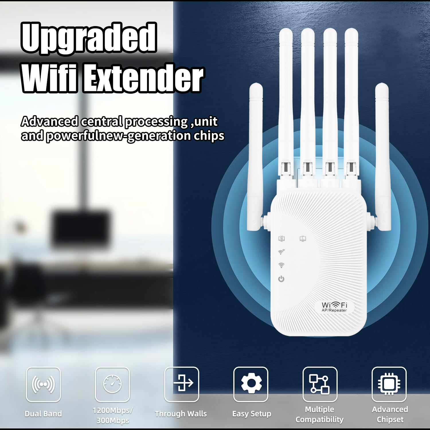 1200Mbps Wifi Amplifier Dual band 2.4G 5G Repeater Network Expander Range Extender WiFi Signal Booster Wireless Router