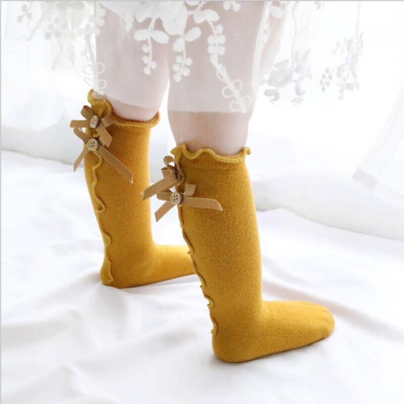 Engel baby baby meisjes kind sokken lint strik katoen zacht halve meisjes kniekous baby peuter prinses mooie kniekousen kinderen