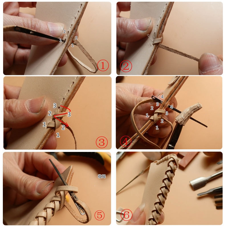 Læder striknål dobbelt hul læder reb blonder kanyle til læder snore håndsy nål diy læder sy håndværktøj