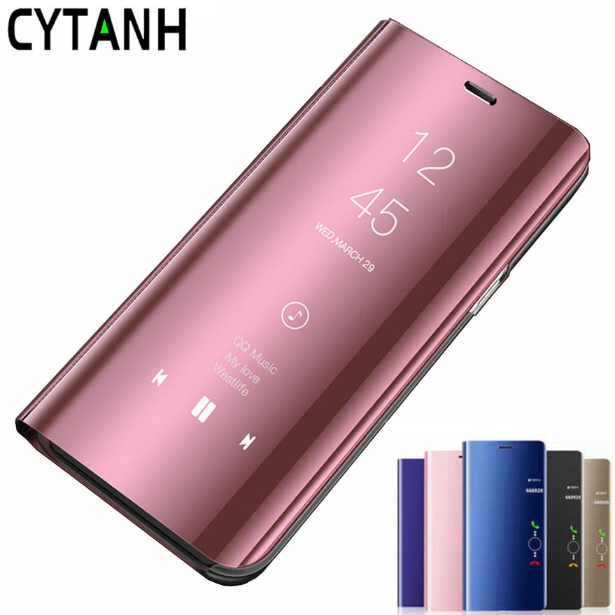 Spiegel View Smart Flip Case Voor Huawei Y9s Etui Luxe Originele Magnetische Fundas Y 9 S Y9 S STK-L21 STK-LX3 op Leer Telefoon Cover