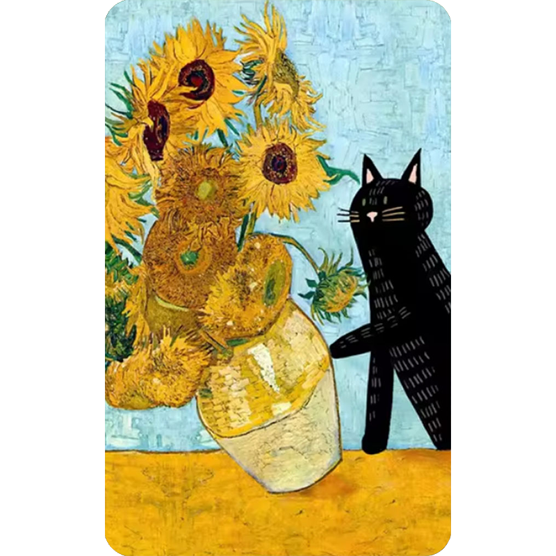 Funny Art Matisse Monet Black Cat Van Gogh Refrigerator Magnet,suitable for Home Kitchen,refrigerator Wall Door,officedecoration: Burgundy