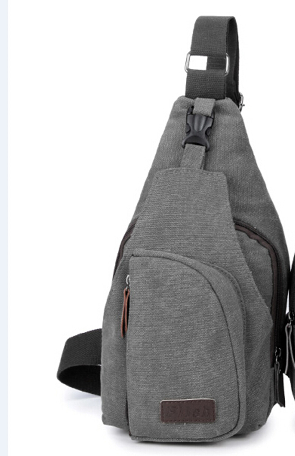 Wangscanis män vintage canvas läder ryggsäck axel sling bröst väska topp: Ljusgrå
