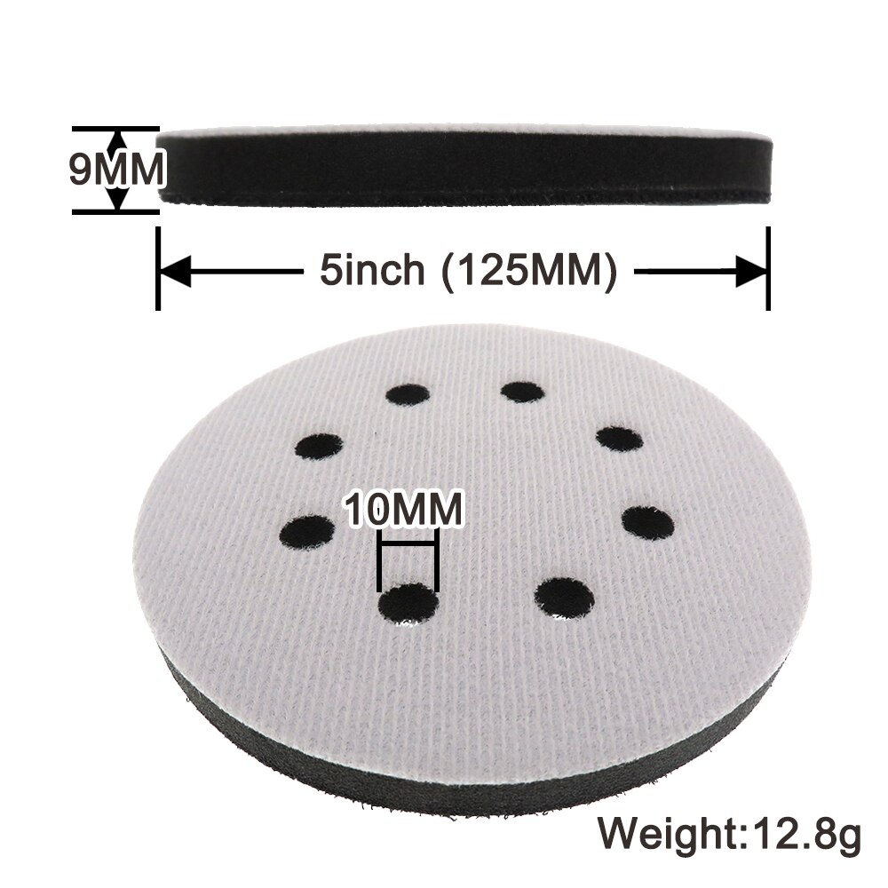 2pcs 5 Inch(125mm) 8-Hole Soft Sponge Interface Pad for Sanding Pads and Hook&Loop buffering pad