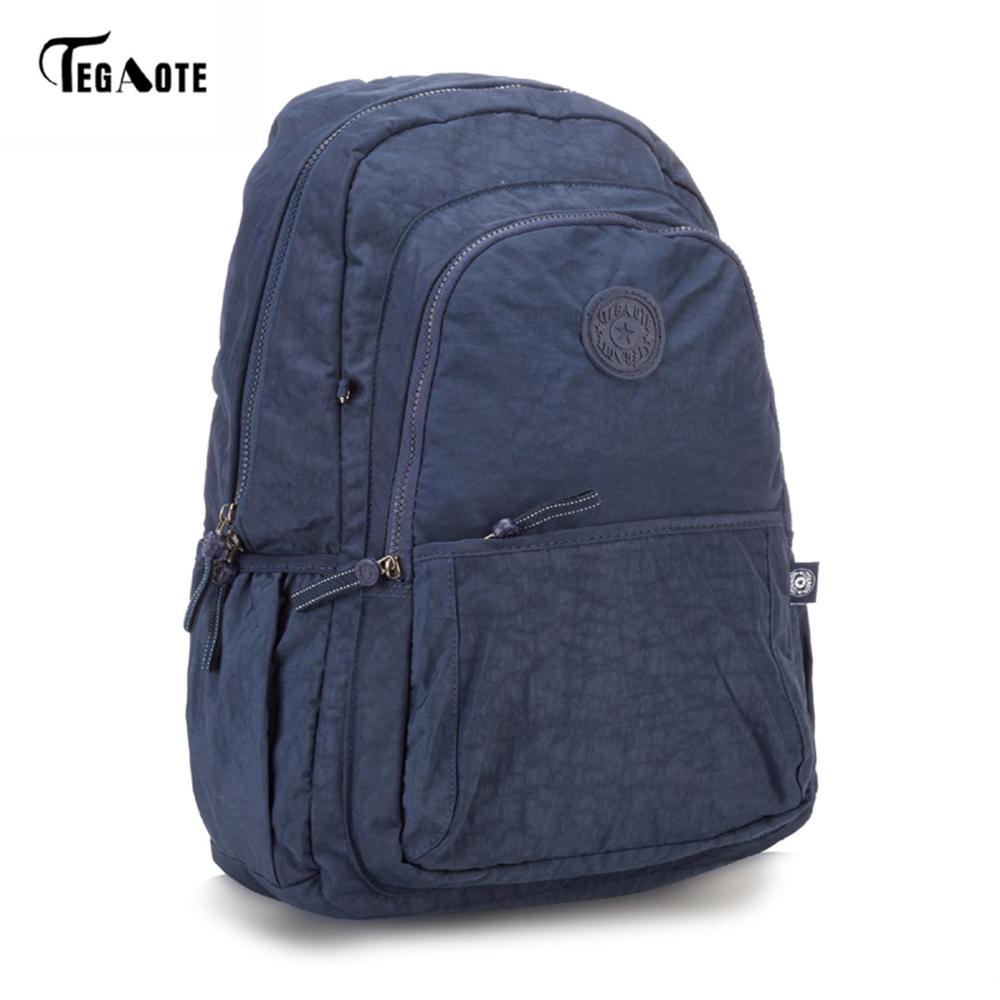 TEGAOTE Large Capacity Backpack Women Preppy School Bags For Teenagers Men Nylon Travel Bags Girls Laptop Backpack Mochila: Deep blue