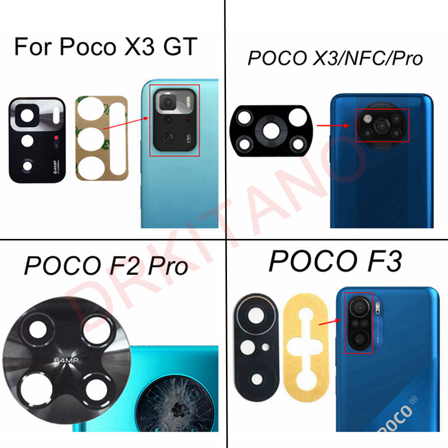 Oryginalny tylna kamera szkło do POCO F3 F1 F2 Pro X3 NFC F4 GT M3 M4 X4 Pro 5G główna kamera szklana osłona obiektywu wymiana