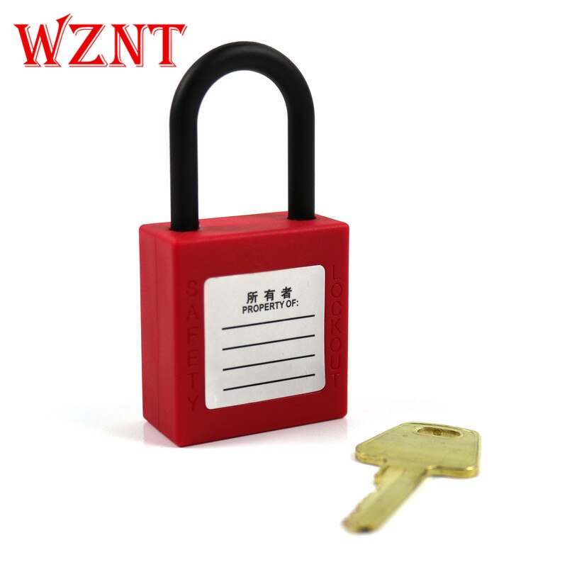 NT-26P 4mm 26mm red thermoplastic plastic nylon shackle safety lockout padlock with copper cylinder key