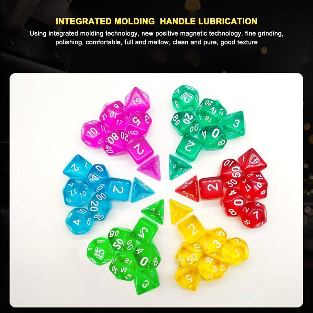 7pcs/Lot DND Polyhedral Dices 7 Sided Clear Desktop Funny Board Game Dice