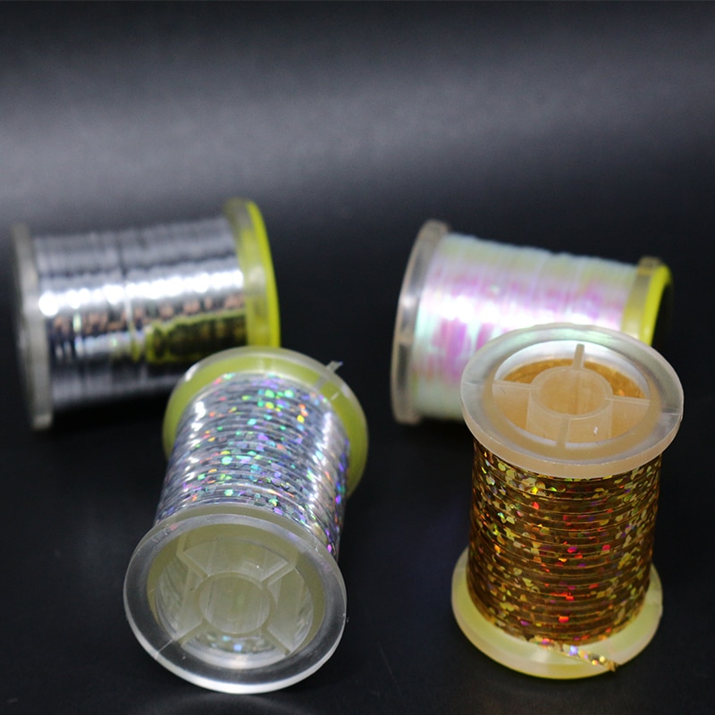 1 spole flugbindande platt mylar glitter flashtejp holografisk glitter spolad för klassiska streamermönster och flashback nymfer