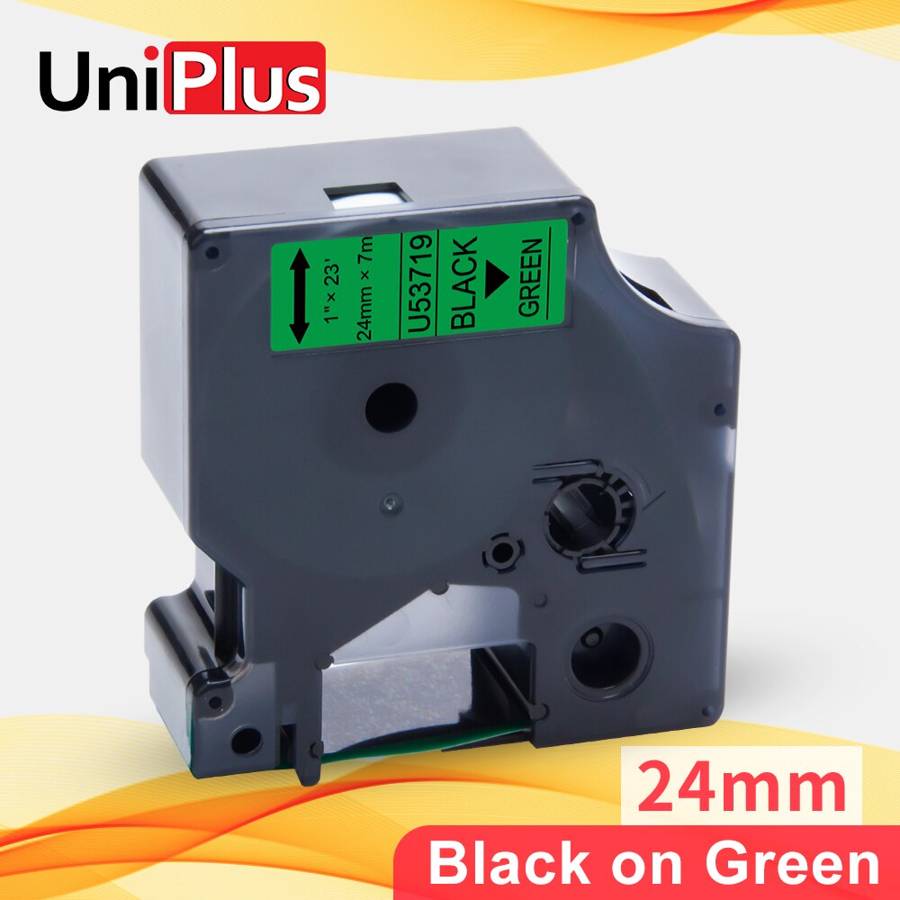 UniPlus 53713 Black on White 24mm Label Tape Compatible Dymo Tape D1 Label Maker for Dymo Label Printer Labeller LW450 LM500TS: Black on Green