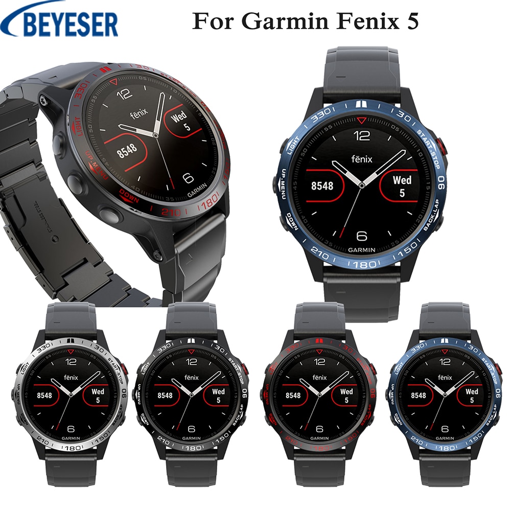 Anillo de bisel accesorios apto para Garmin Fenix 5 Garmin Fenix 5 reloj de pulsera cubierta adhesiva del Metal Anti arañazos Protector engaste de anillo