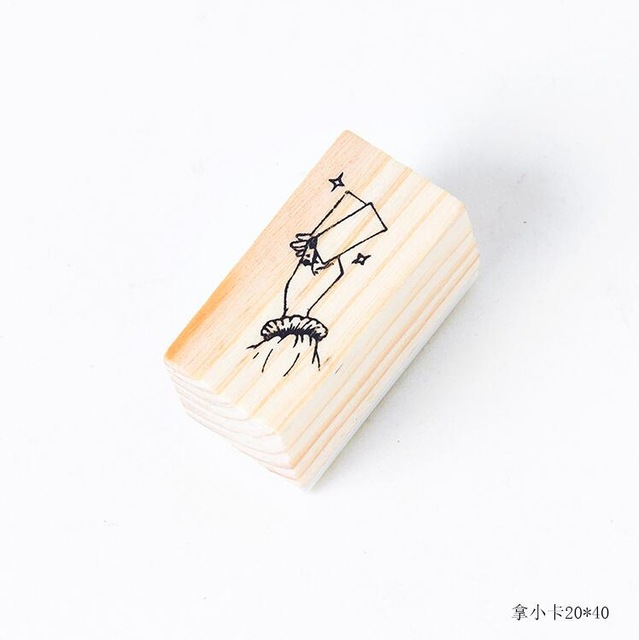 XINAHER-sello de madera con gesto para manualidades, sellos de goma madera, decoración para álbum de recortes diario, sello estándar: E