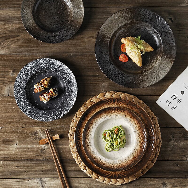 Japansk 10- tommers keramisk tallerken hjemme pasta tallerken tallerken restaurant bordplate dekorasjon