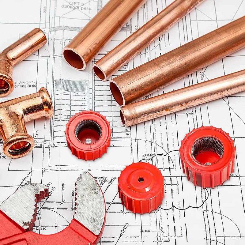 6 Pieces Copper Pipe Cleaners, Handy Sized Plumber, Tube Cleaning Brush for Copper, Copper Pipe Cleaner (3 Sizes)