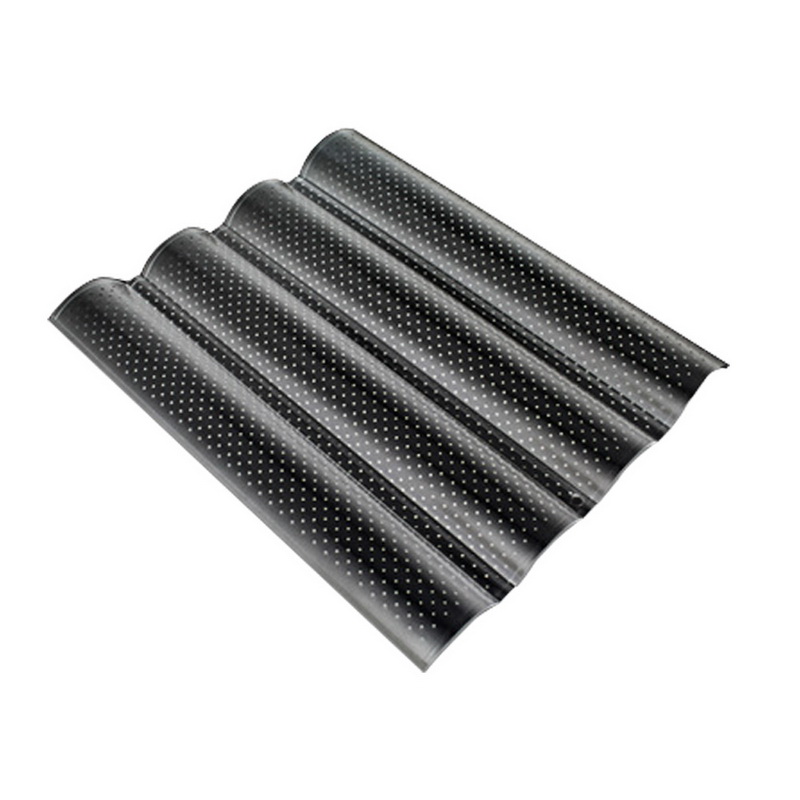 French Bread Mold For Baking Bread Wave Baking Tray Practical Cake Pan Baguette Mold 2/3/4 Groove Waves Bread Baking Tool: plum