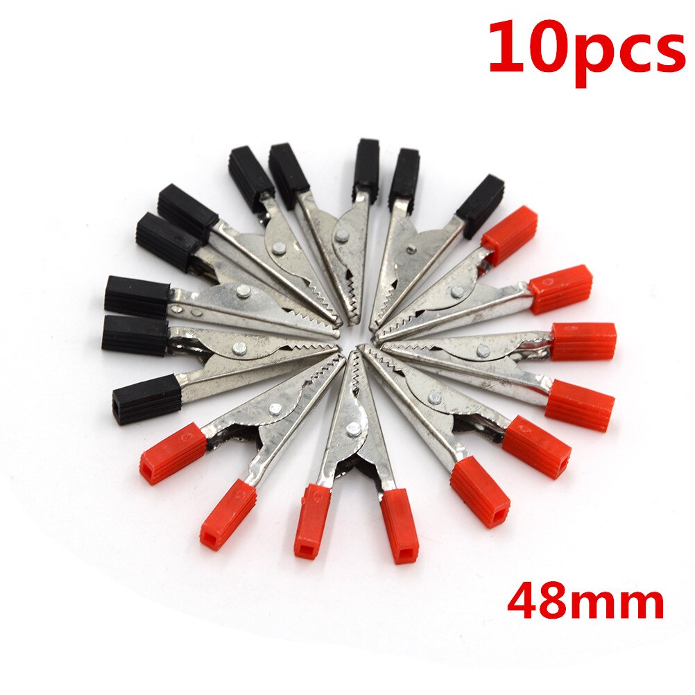 10pcs/lot Insulated Crocodile Clips Cable Lead Testing Metal Alligator Clips Clamps 52mm 48mm 45mm 28mm: 48mm