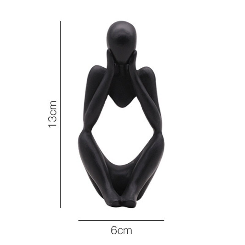 Tænker statue abstrakt figur skulptur små ornamenter harpiks statue hjemmehåndværk boligindretning moderne figurer til interiør: Sort 3